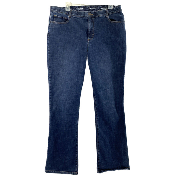 Lee Comfort‎ Jeans Womens Size 18 Long Dark Wash Denim Stretch Waistband Boot - Picture 1 of 11